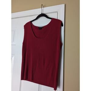 St. John Rib Knit Sleeveless Tank Top Wool Blend- Size Large- Red Quiet Luxury